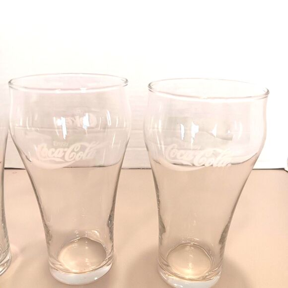 Set Of 4 Vtg Clear Coca-Cola "Enjoy Coke" Soda Fountain Glasses Tumblers 16oz - Picture 12 of 14